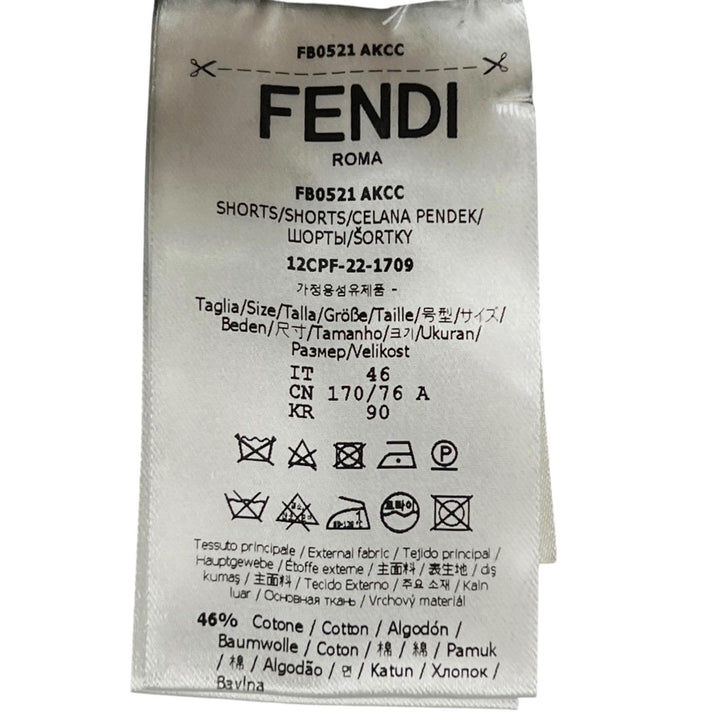 Great FENDI Pants FF logo all-over print half black cotton mens 46 FB0521