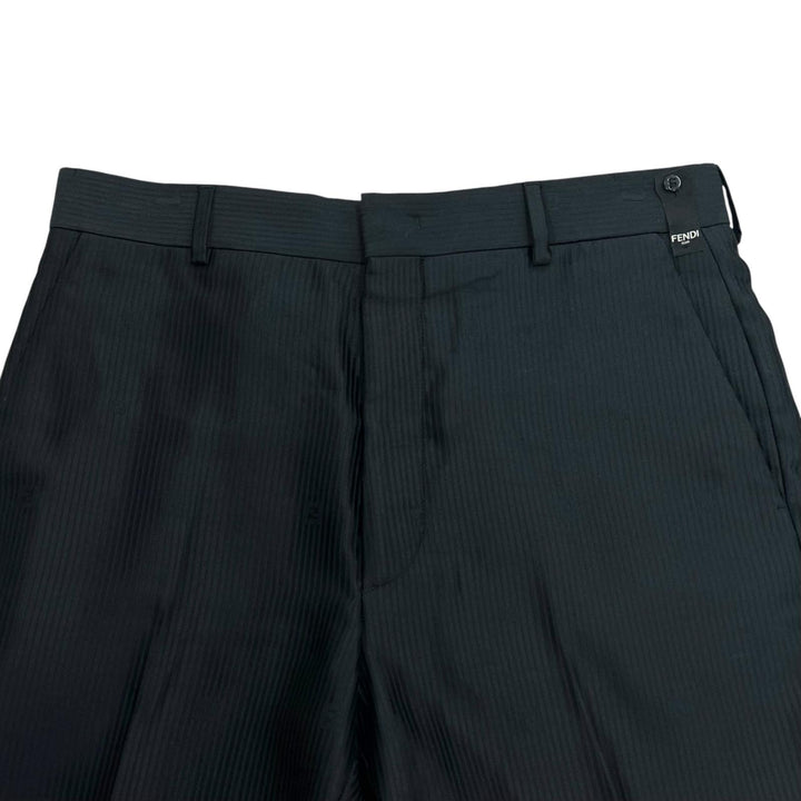 Great FENDI Pants FF logo all-over print half black cotton mens 46 FB0521