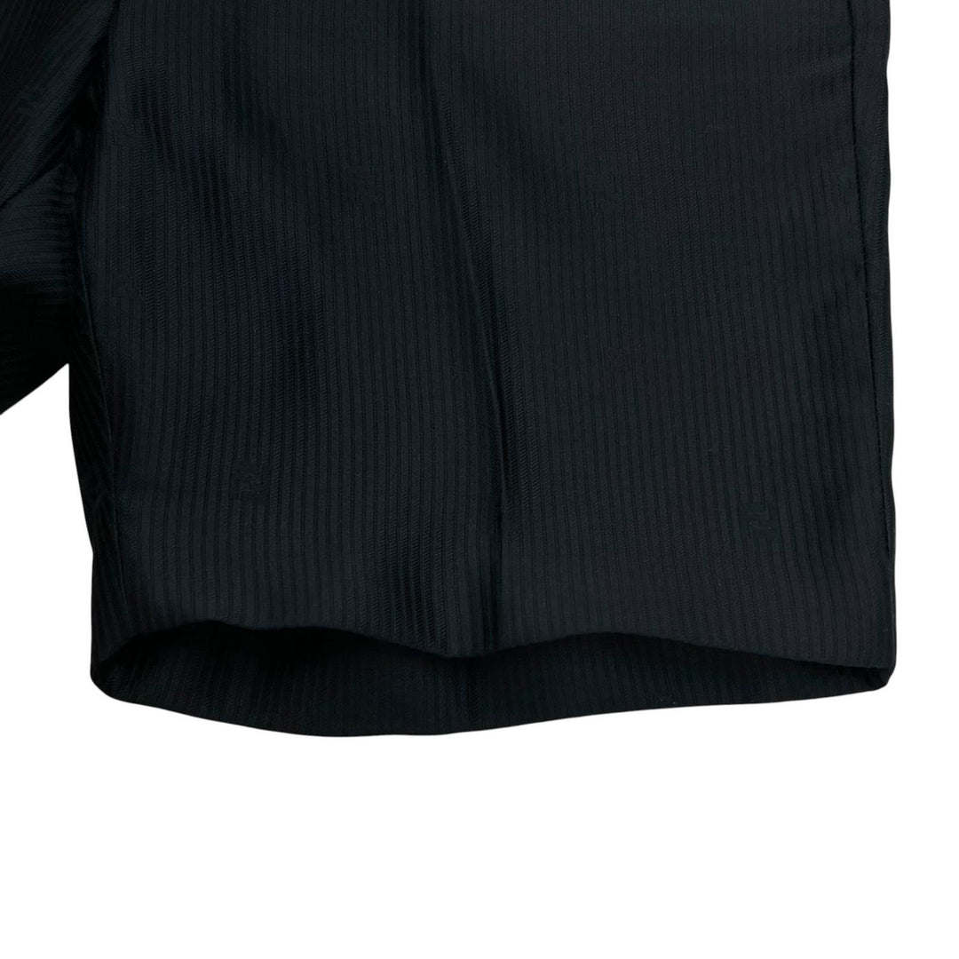 Great FENDI Pants FF logo all-over print half black cotton mens 46 FB0521