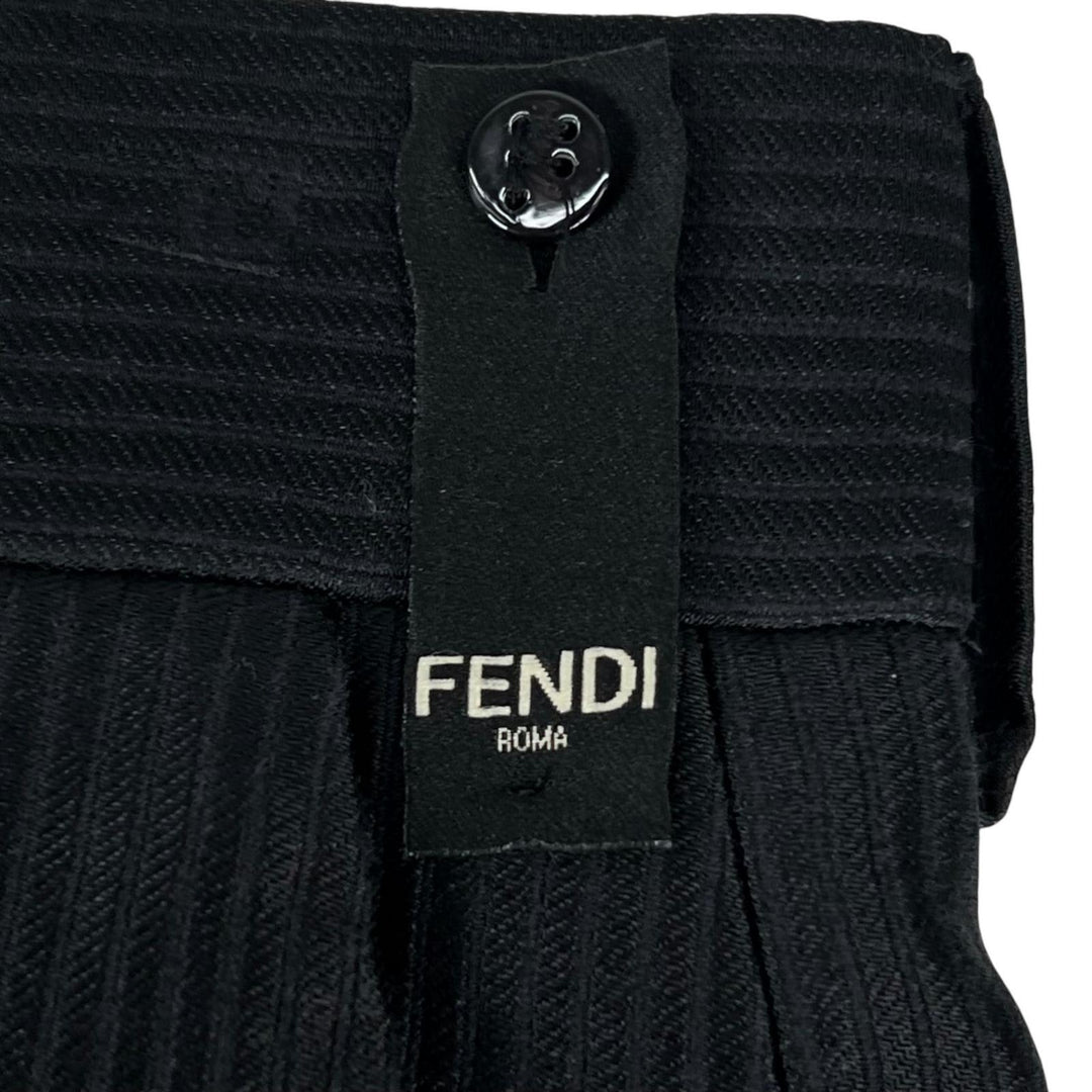 Great FENDI Pants FF logo all-over print half black cotton mens 46 FB0521