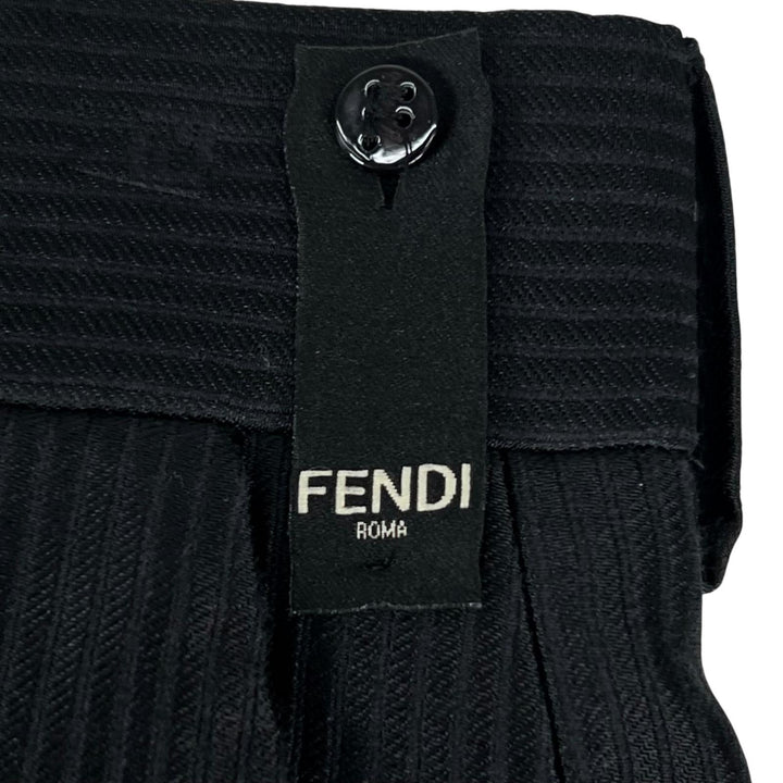 Great FENDI Pants FF logo all-over print half black cotton mens 46 FB0521