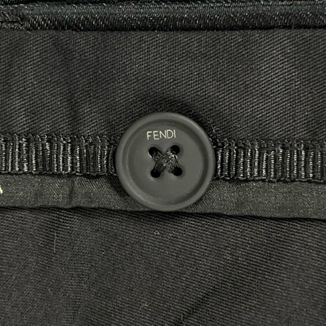 Great FENDI Pants FF logo all-over print half black cotton mens 46 FB0521
