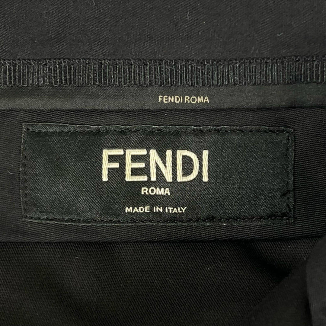 Great FENDI Pants FF logo all-over print half black cotton mens 46 FB0521