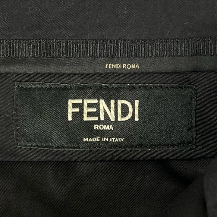 Great FENDI Pants FF logo all-over print half black cotton mens 46 FB0521