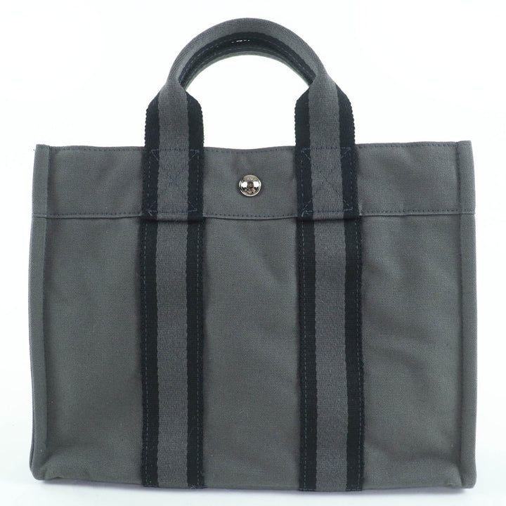 HERMES ハンドバッグ フールトゥ PM セリエ メタル トートバッグ グレー コットン レディース