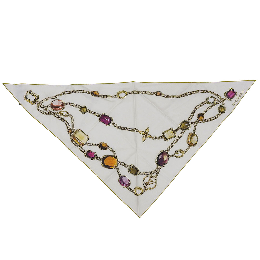 Excellent LOUIS VUITTON scarf Heirloom White system silk Women M96694