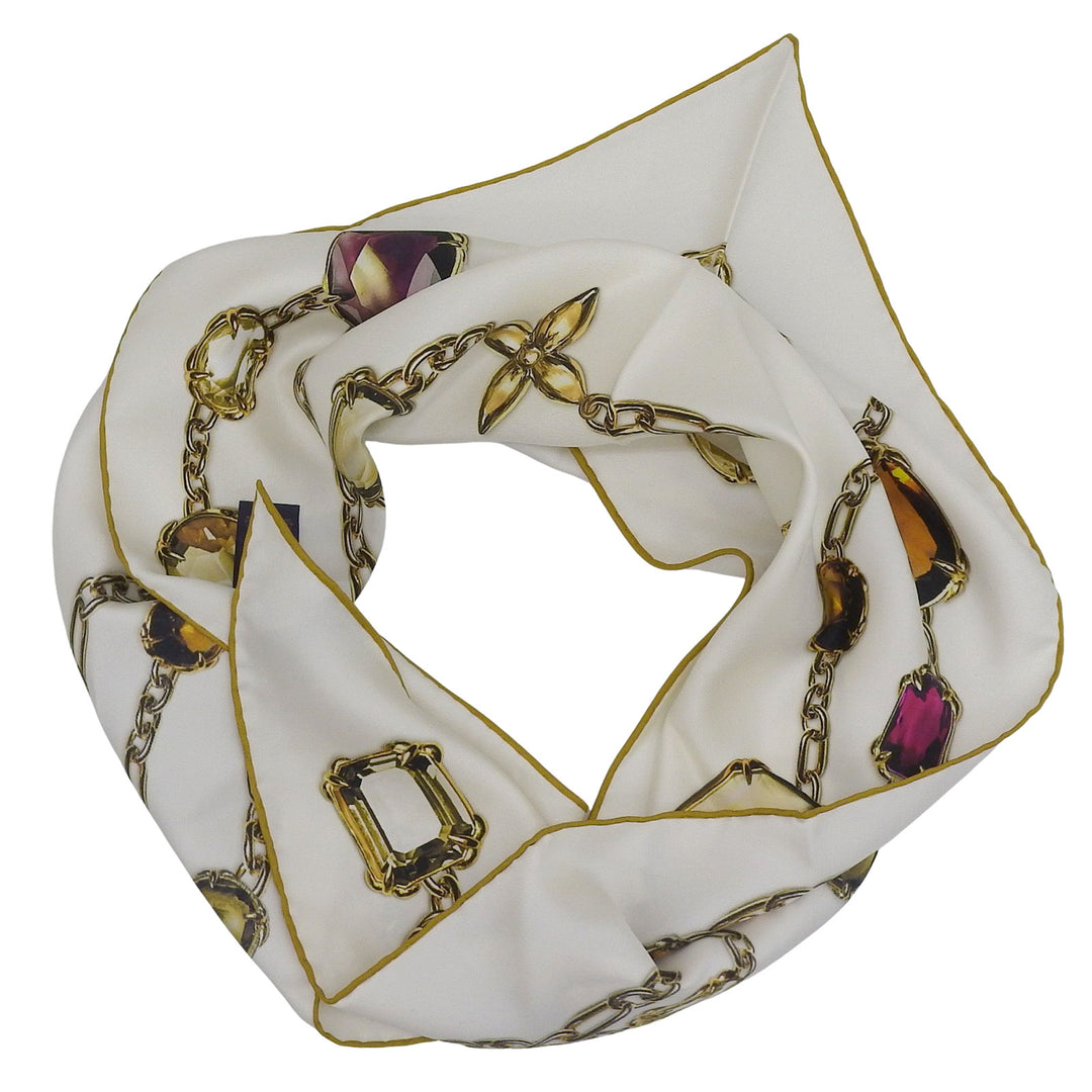 Excellent LOUIS VUITTON scarf Heirloom White system silk Women M96694