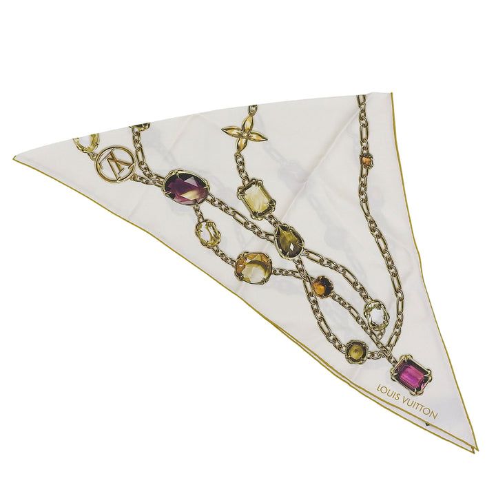 Excellent LOUIS VUITTON scarf Heirloom White system silk Women M96694