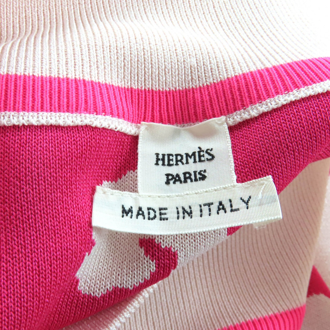 HERMES タイトスカート ヒョウ柄 ピンク シルク レディース 36 2H2304DU 美品