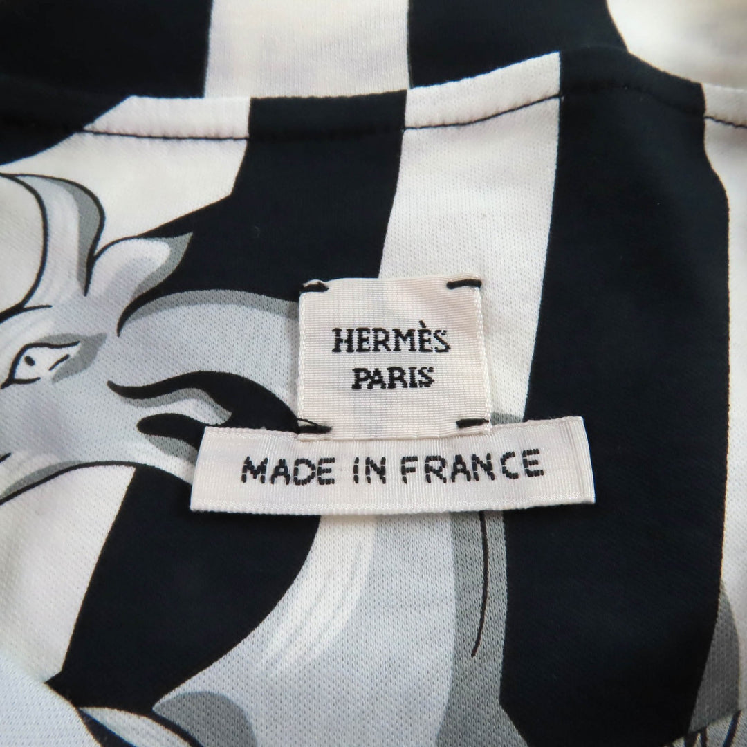 新品 HERMES トップス ホワイト ブラック コットン レディース 36 3H4601DA
