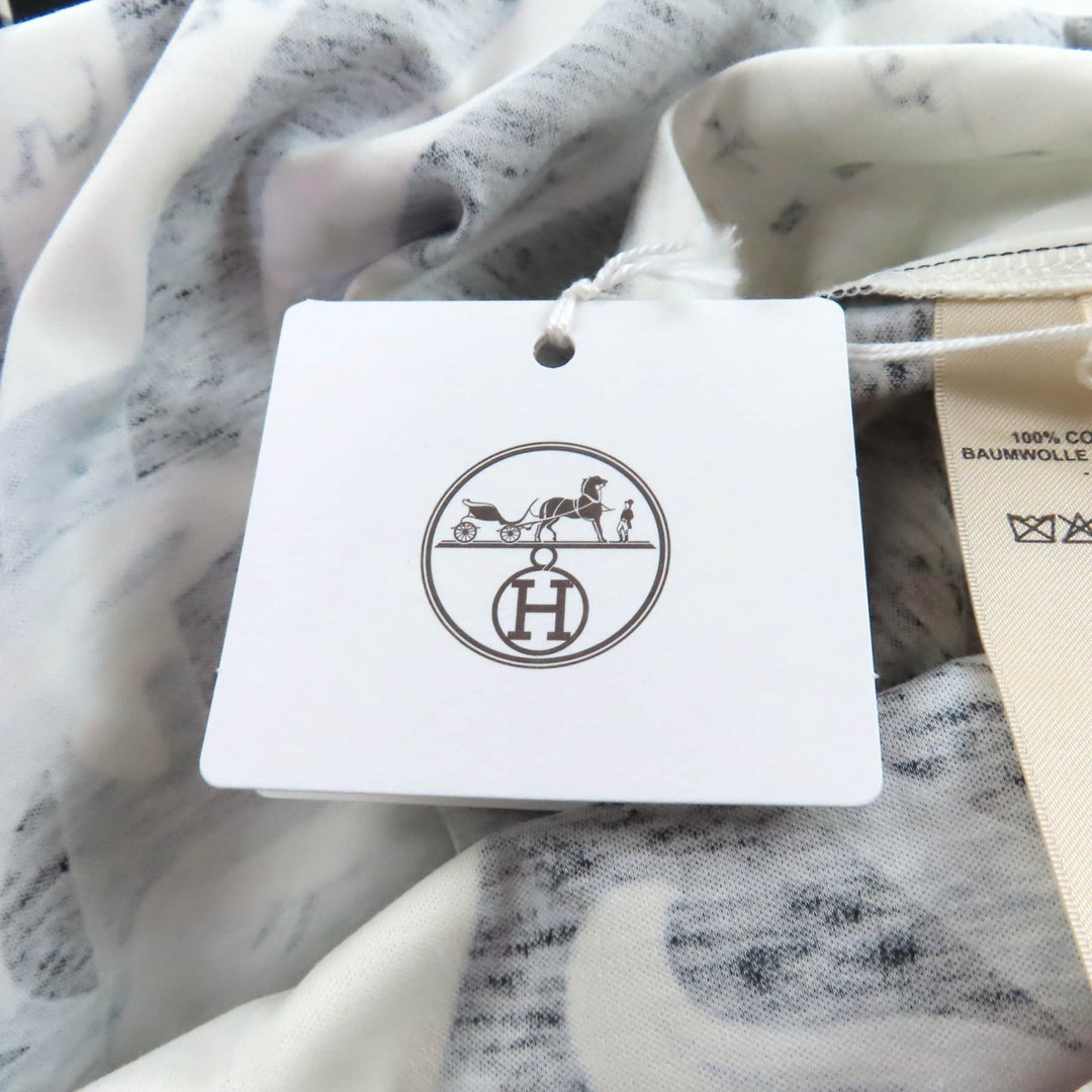 新品 HERMES トップス ホワイト ブラック コットン レディース 36 3H4601DA