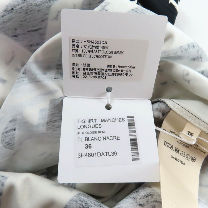 新品 HERMES トップス ホワイト ブラック コットン レディース 36 3H4601DA