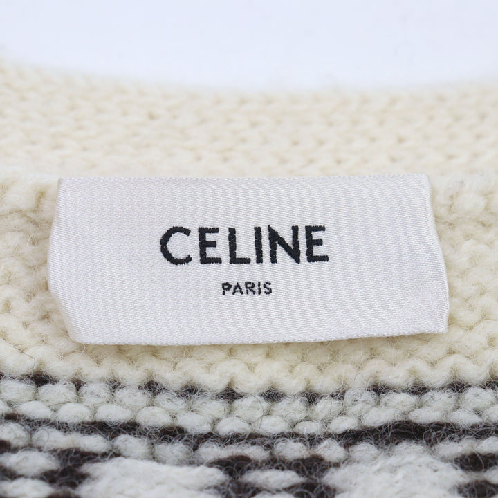 CELINE ニット エディ・スリマン シェットランド ロゴボタン ノルディック柄 ウール XS