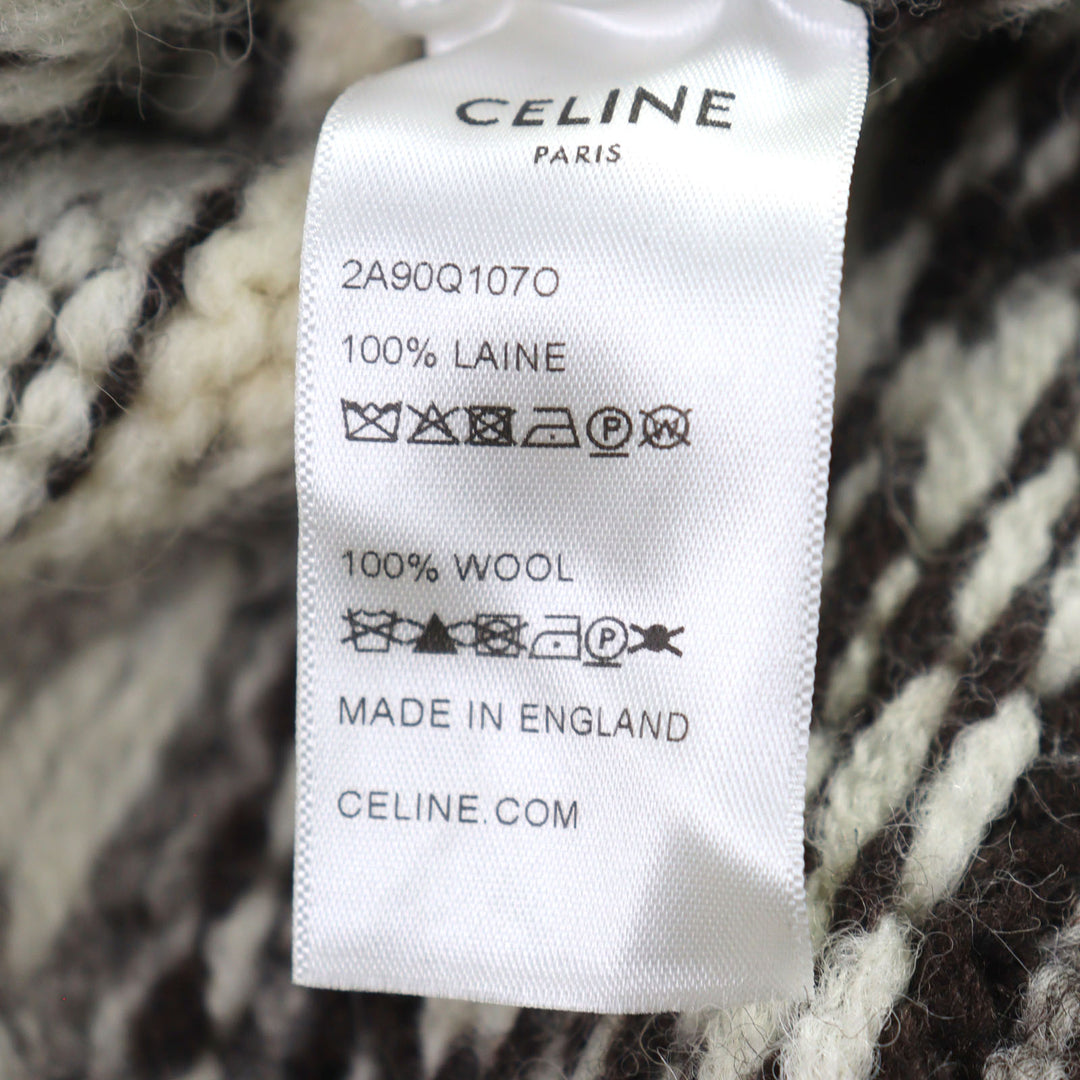CELINE ニット エディ・スリマン シェットランド ロゴボタン ノルディック柄 ウール XS
