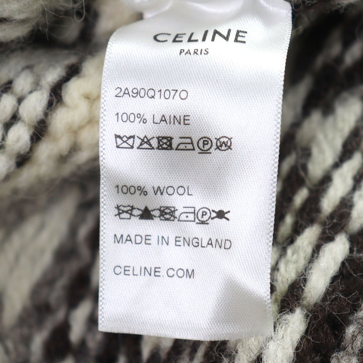CELINE ニット エディ・スリマン シェットランド ロゴボタン ノルディック柄 ウール XS
