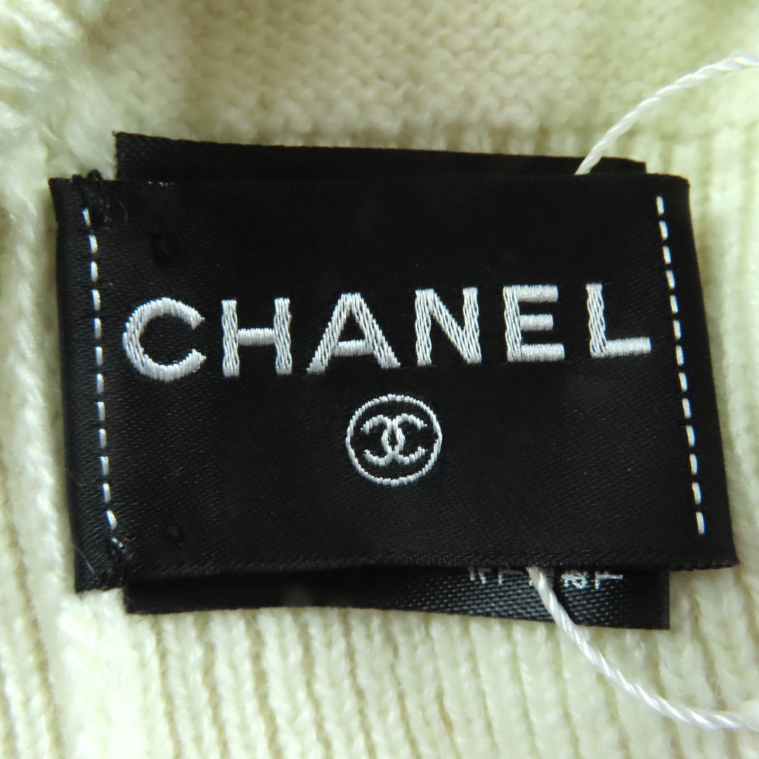 新品 CHANEL ニットキャップ COCOマーク ニット帽 アイボリー カシミア レディース GLX14J0E