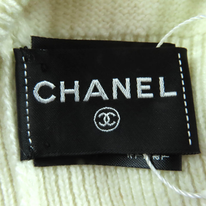 新品 CHANEL ニットキャップ COCOマーク ニット帽 アイボリー カシミア レディース GLX14J0E
