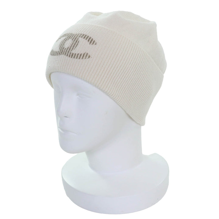 新品 CHANEL ニットキャップ COCOマーク ニット帽 アイボリー カシミア レディース GLX14J0E