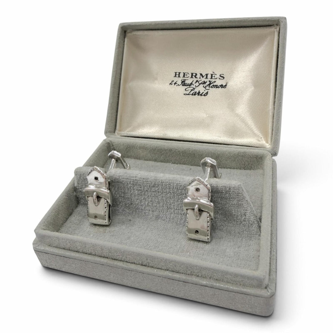 Great HERMES Cufflinks cufflinks Saintur Silver SV800 mens