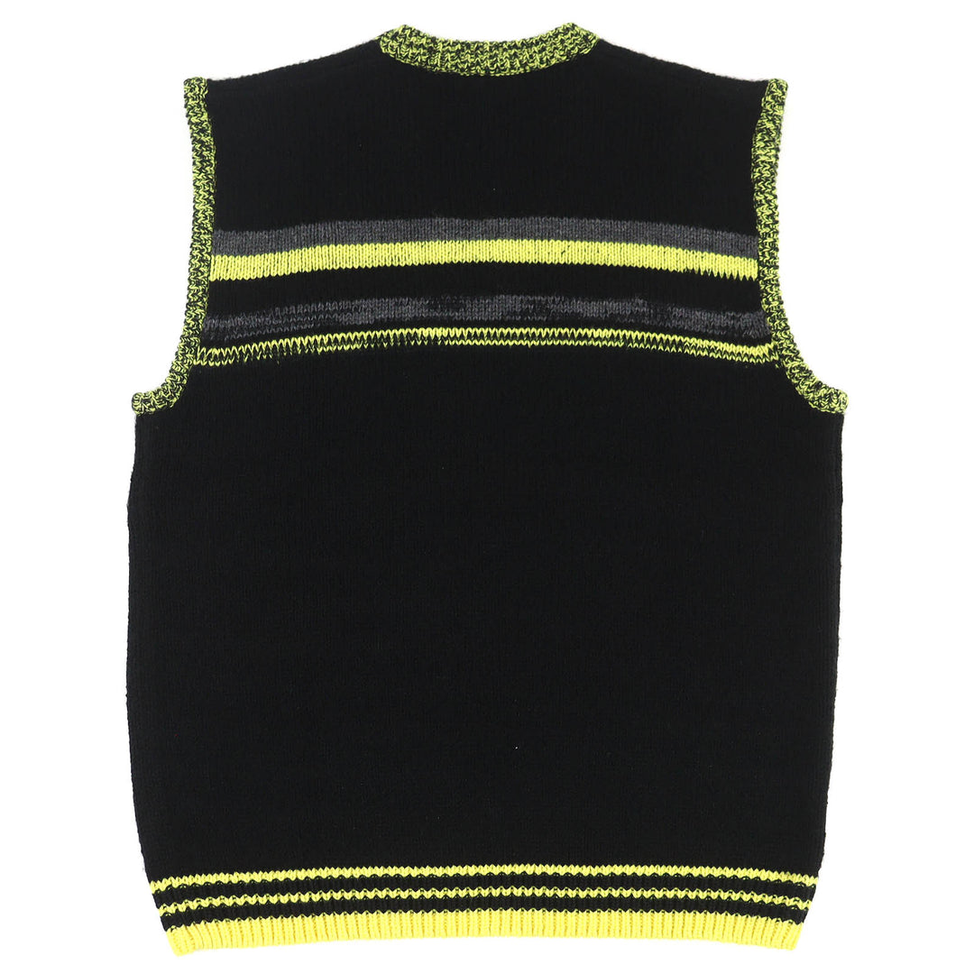 Excellent RAF SIMONS FRED PERRY Best V-neck knit black L SK1959/102/00170/392