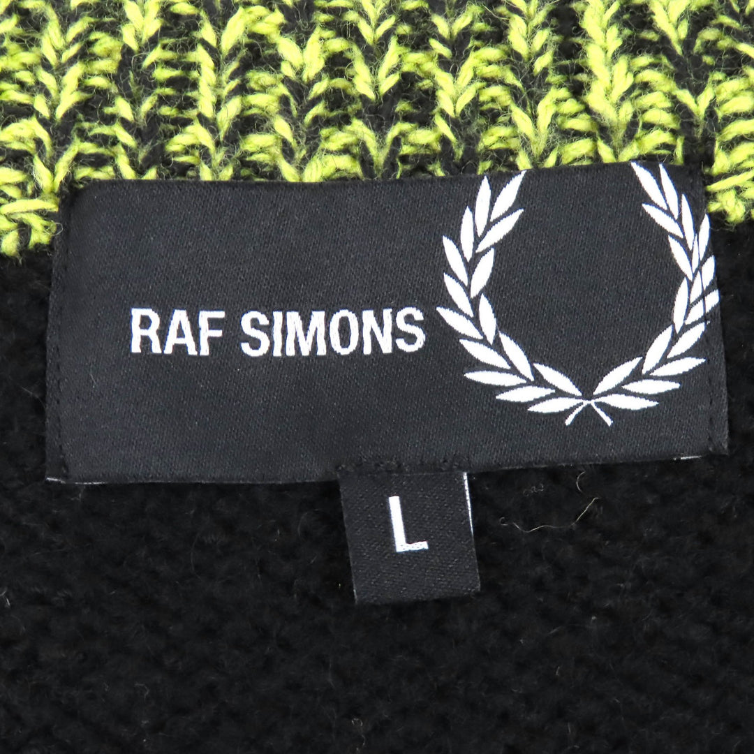 Excellent RAF SIMONS FRED PERRY Best V-neck knit black L SK1959/102/00170/392