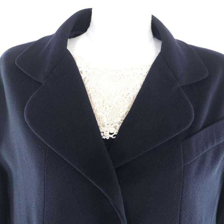 Very Good CHANEL suit COCO Button Jacket + Dress 2-Piece Set Navy wool Women 38