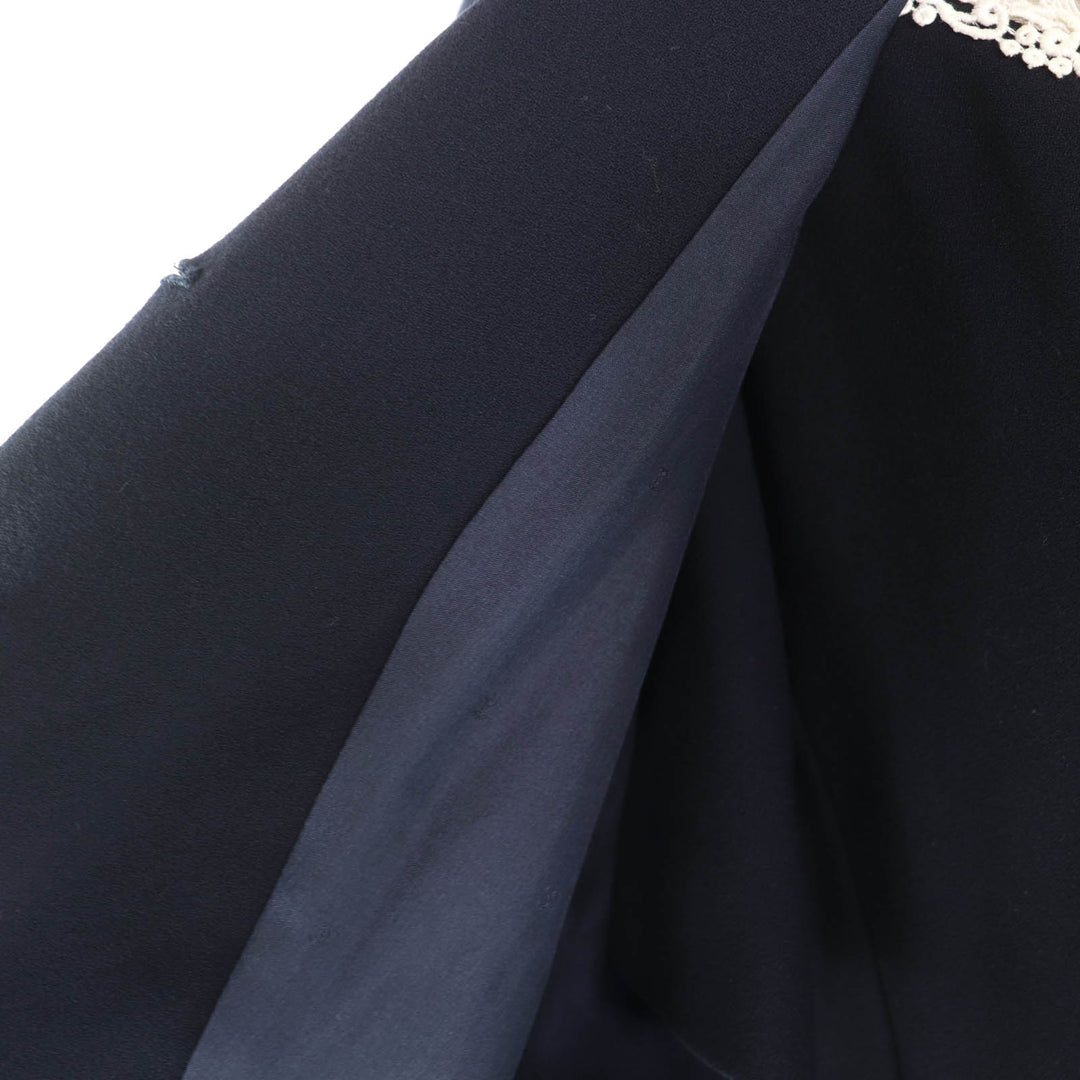 Very Good CHANEL suit COCO Button Jacket + Dress 2-Piece Set Navy wool Women 38