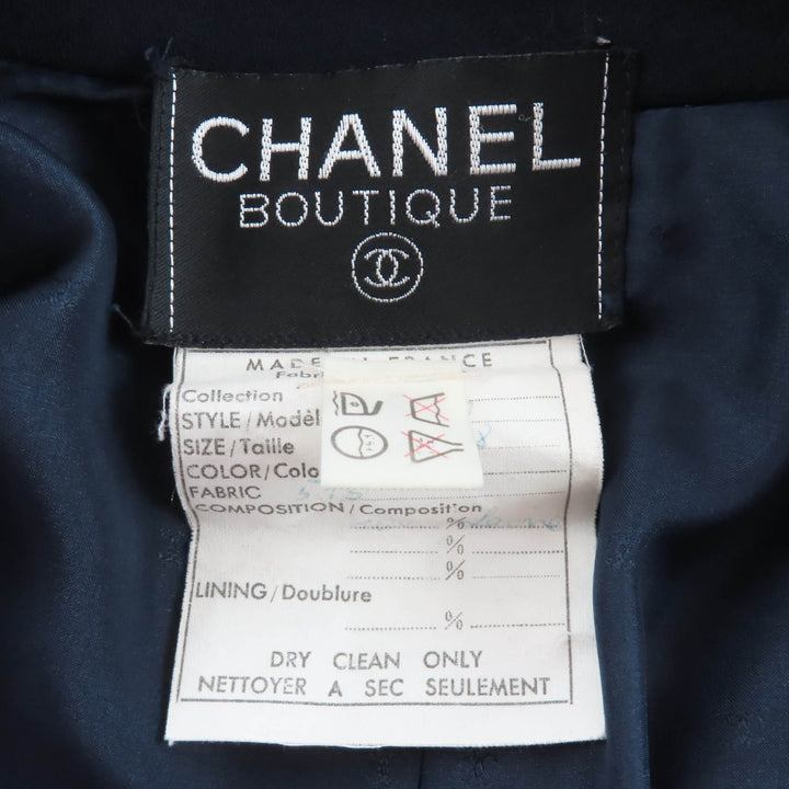 Very Good CHANEL suit COCO Button Jacket + Dress 2-Piece Set Navy wool Women 38