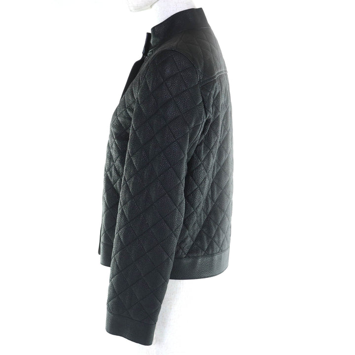 新品 HERMES レザージャケット ブラック ディアスキンレザー レディース 36 3H1207D1