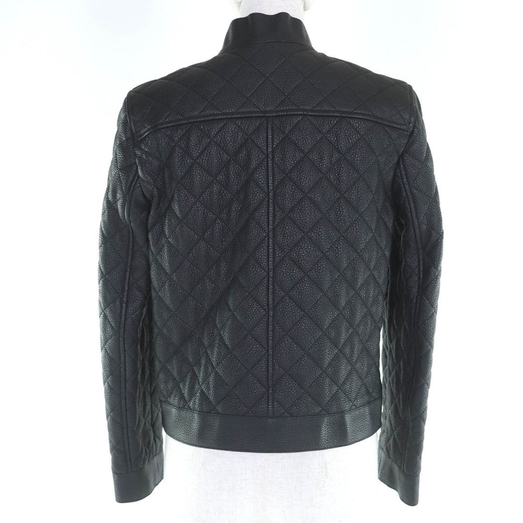 新品 HERMES レザージャケット ブラック ディアスキンレザー レディース 36 3H1207D1