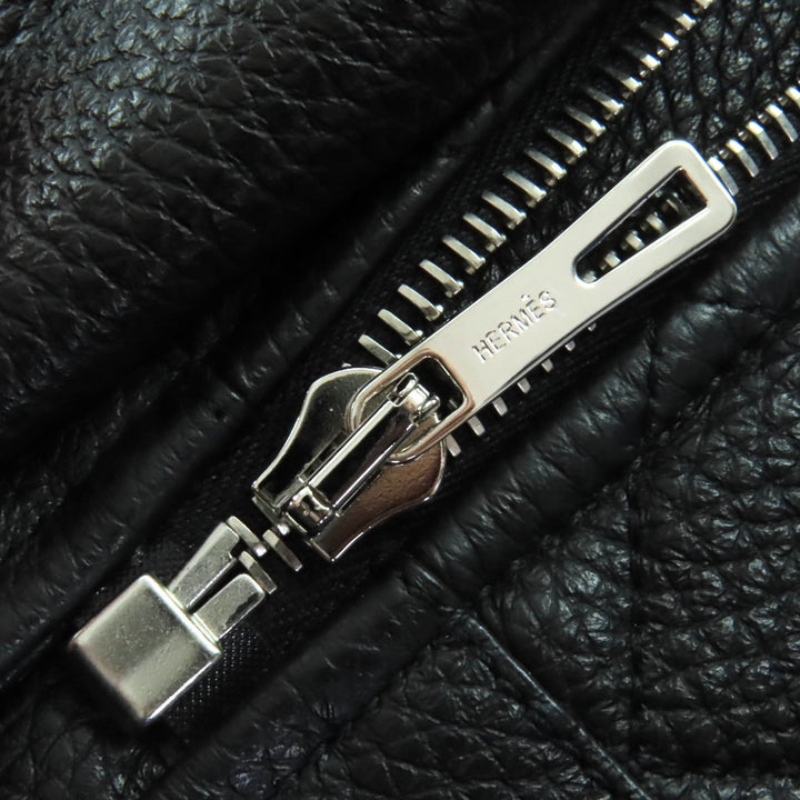 新品 HERMES レザージャケット ブラック ディアスキンレザー レディース 36 3H1207D1