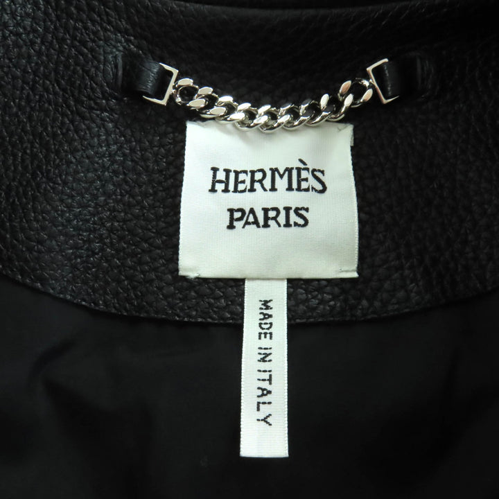 新品 HERMES レザージャケット ブラック ディアスキンレザー レディース 36 3H1207D1