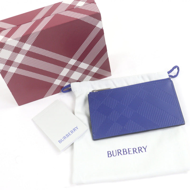 優れたBURBERRYコインケースチェック柄カードケースブルーレザーメンズ