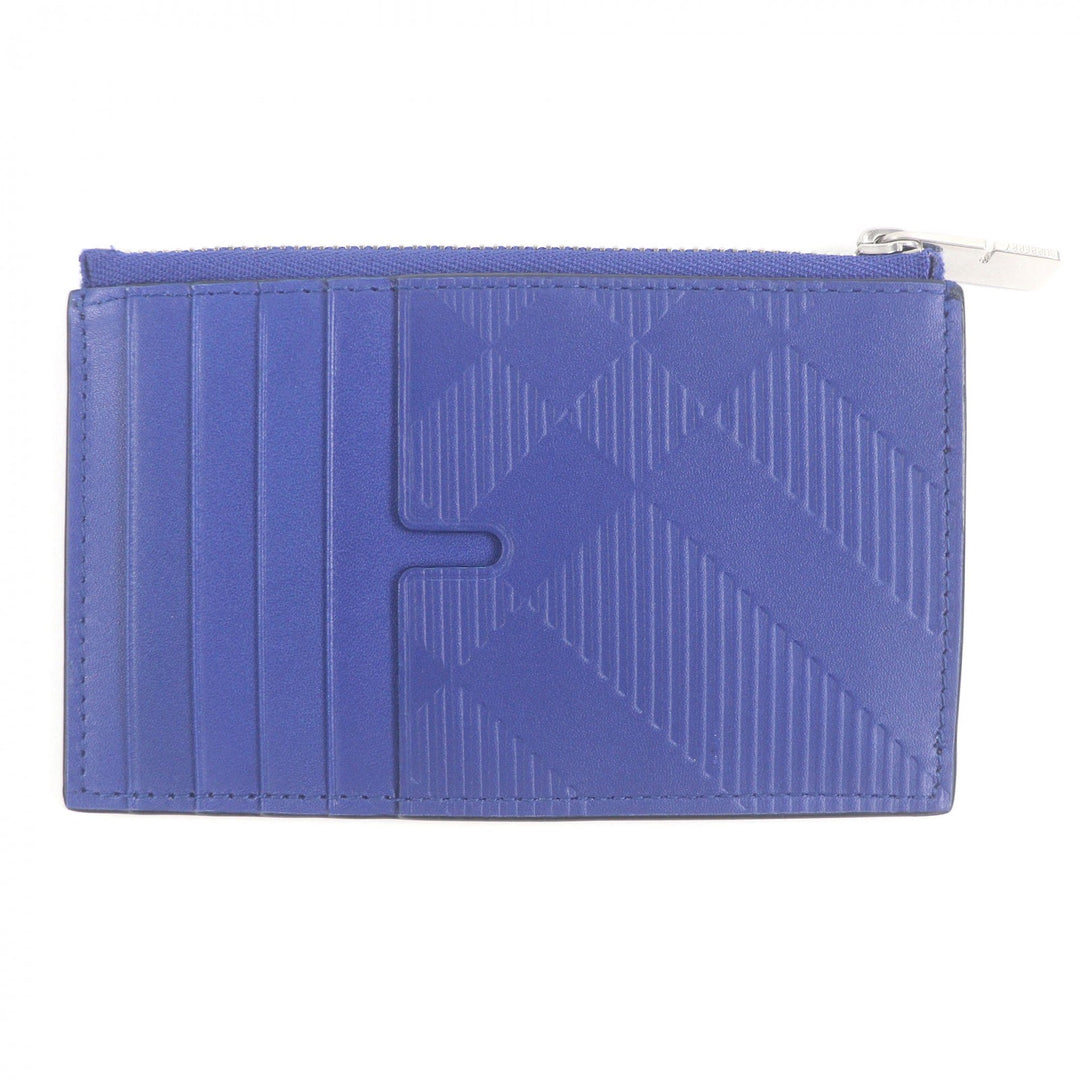 優れたBURBERRYコインケースチェック柄カードケースブルーレザーメンズ