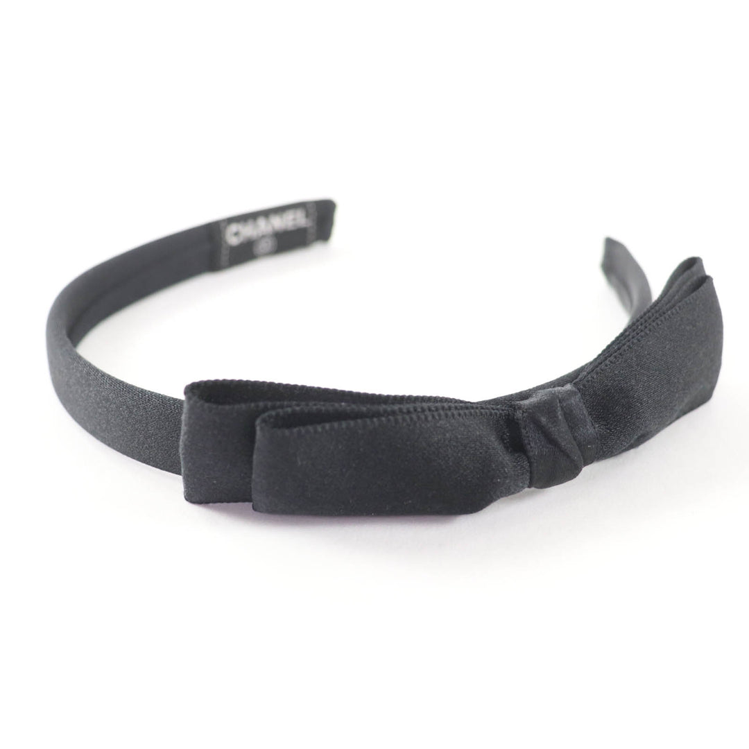 Excellent CHANEL hair accessory Ribbon design headband black Women YF037509