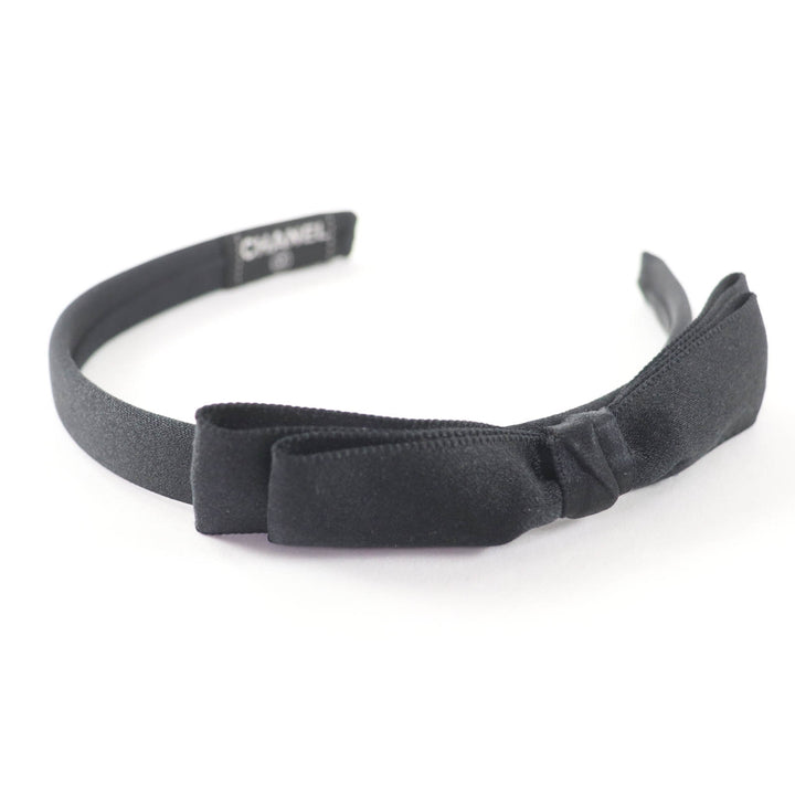 Excellent CHANEL hair accessory Ribbon design headband black Women YF037509