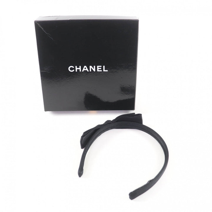 Excellent CHANEL hair accessory Ribbon design headband black Women YF037509