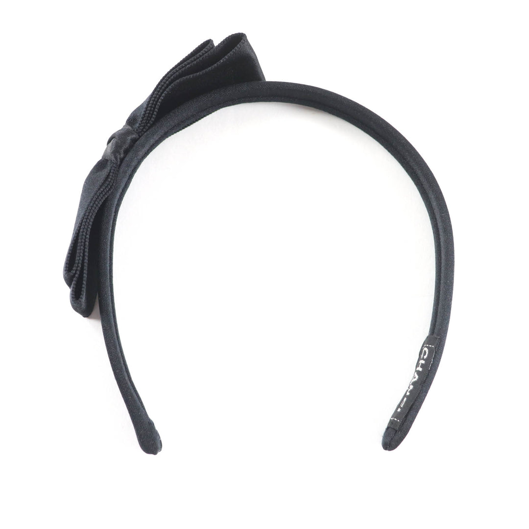 Excellent CHANEL hair accessory Ribbon design headband black Women YF037509