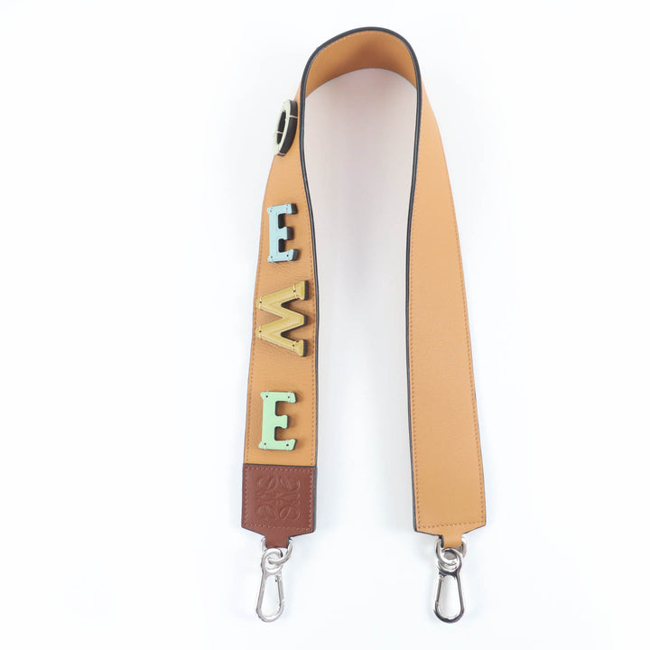 Excellent LOEWE Shoulder strap Logo Anagram Leather Brown leather Women