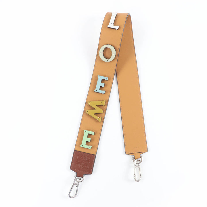 Excellent LOEWE Shoulder strap Logo Anagram Leather Brown leather Women