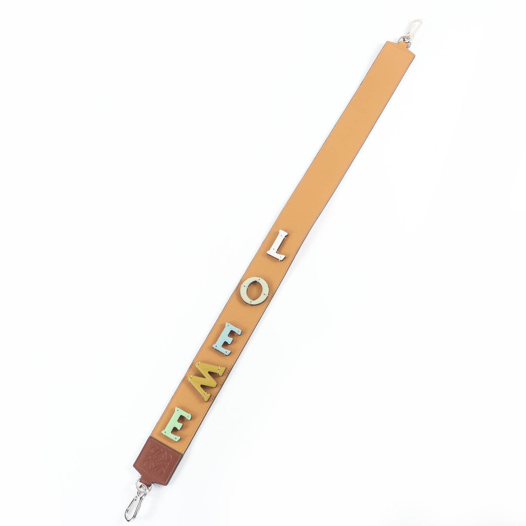 Excellent LOEWE Shoulder strap Logo Anagram Leather Brown leather Women