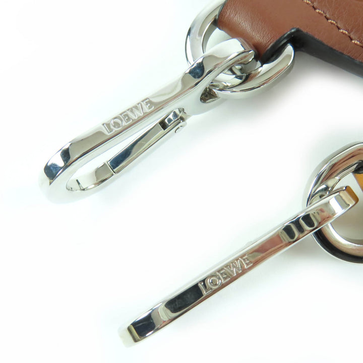 Excellent LOEWE Shoulder strap Logo Anagram Leather Brown leather Women