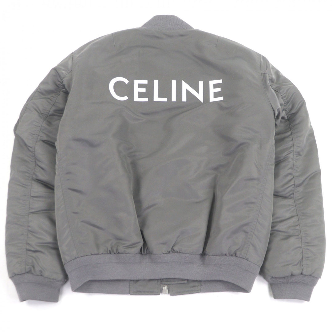 Great CELINE Bomber jacket Back logo print, padding Gray orange