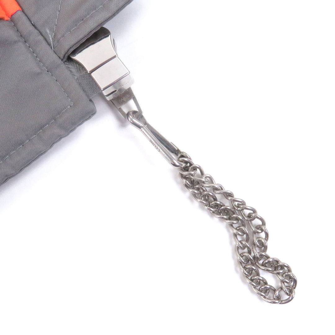 Great CELINE Bomber jacket Back logo print, padding Gray orange