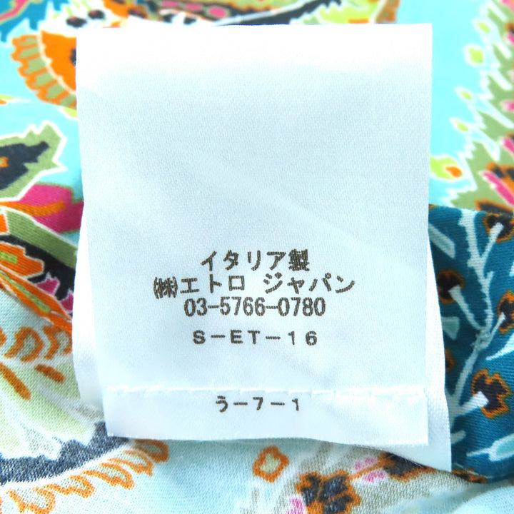 新品 エトロ 長袖シャツ ペイズリー柄 ロゴボタン ブルー マルチカラー 40