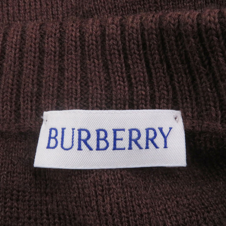 素晴らしいBURBERRYニットローズローズデザインブラウンウールメンズS 8077347