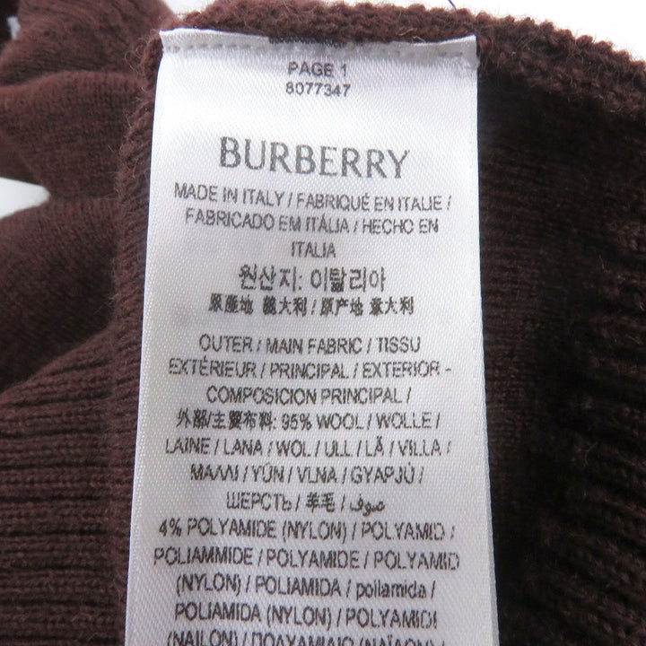 素晴らしいBURBERRYニットローズローズデザインブラウンウールメンズS 8077347