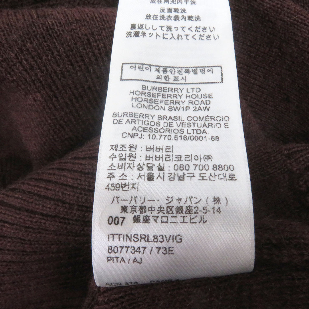 素晴らしいBURBERRYニットローズローズデザインブラウンウールメンズS 8077347