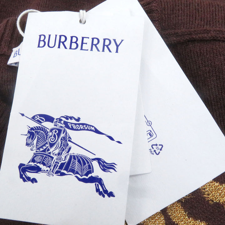 素晴らしいBURBERRYニットローズローズデザインブラウンウールメンズS 8077347