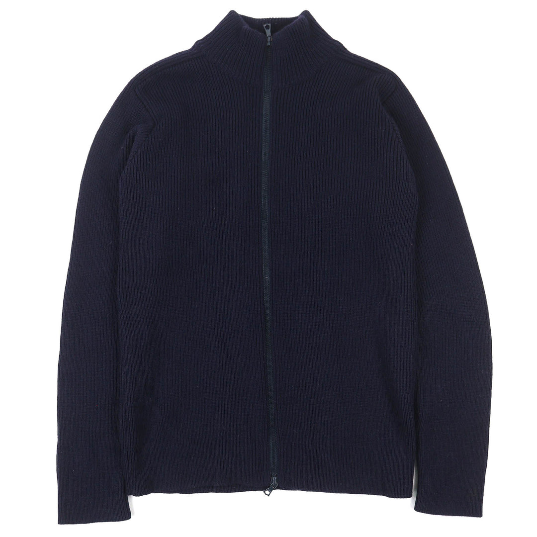 素晴らしい EMPORIO ARMANI ニット ハイネック ジップアップ ドライバーズニット ネイビー ウール メンズ 48